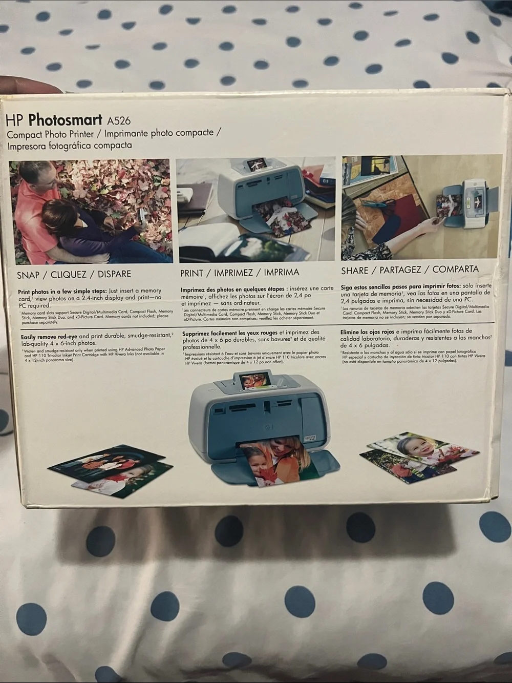 HP Photosmart A526 Compact Photo Printer - Teal and White